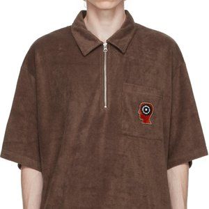 Brain Dead - NWT Brown Racing Half-Zip Polo (XS)